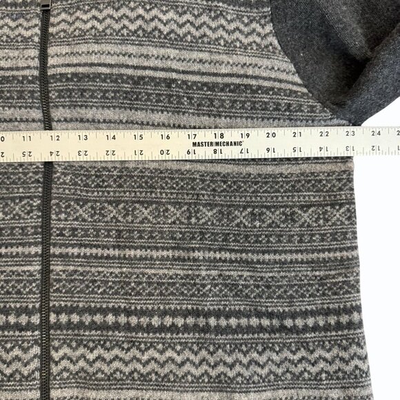 Express Zip Front Lambswool Cardigan Mens Size XL Fair Isle Charcoal Heritage - Picture 7 of 11